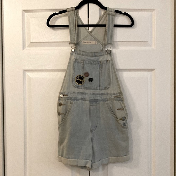 Custom Embroidered Short ASOS Denim Overalls - Picture 1 of 6